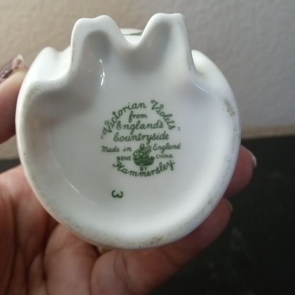 EXQUISITE Hammersley Bone China VIOLETS Owl Figurine Trinket Holder From England - Picture 4 of 6